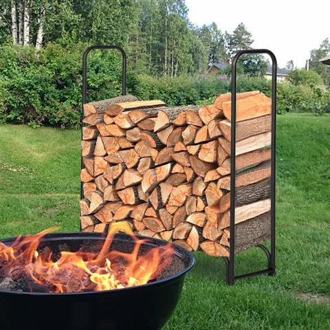4 Feet Heavy Duty Outdoor Fireplace Firewood Log Rack