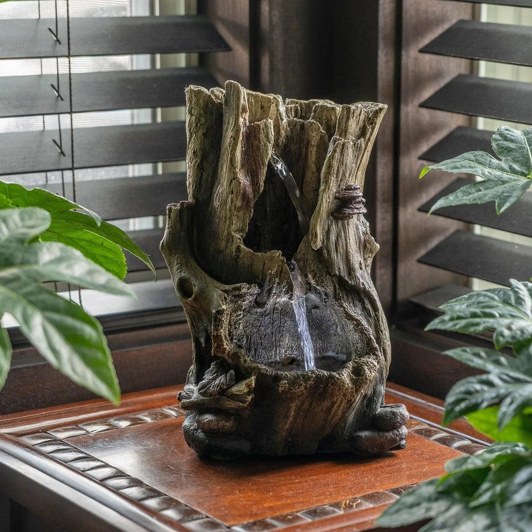 Alpine Corporation Tiered Log Tabletop Fountain with LED Lights, photo 2 of 11