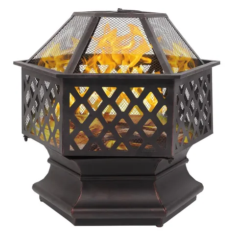 Outdoor 26 diam. Fire Pit with Cover for Patio, Backyard, Poolside