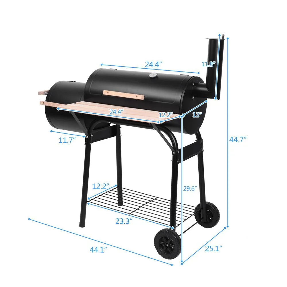 BBQ Charcoal Grill Oil Drum Charcoal Furnace High Temperature Spray Paint with 2 wheels Cooking Height 29.6 Inches (500-600 Degrees) Diameter 15cm Plastic for Outdoor Backyard Camping Grilling Cooking, photo 6 of 7