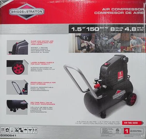 Briggs & Stratton Air Compressor 8-Gallon Horizontal Tank, 0300841, photo 4 of 6