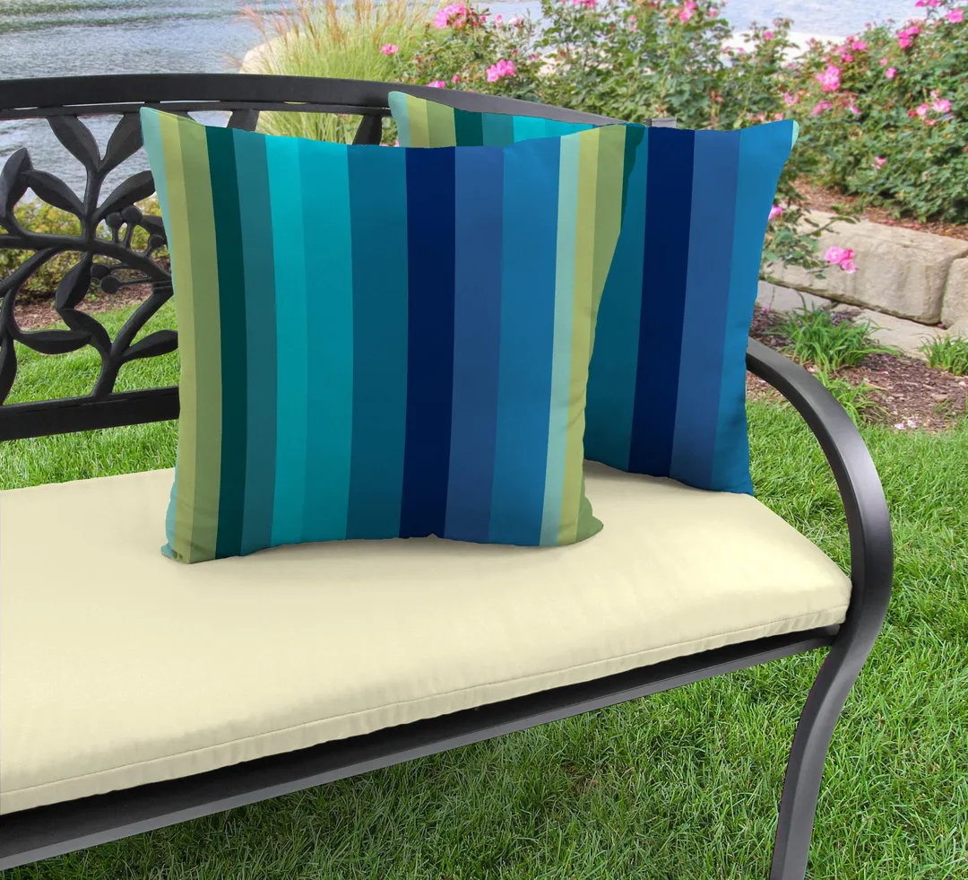 Jordan Manufacturing Islip Outdoor Square Toss Pillows, Teal, 18"L x 18"W, Set of 2, photo 2 of 7
