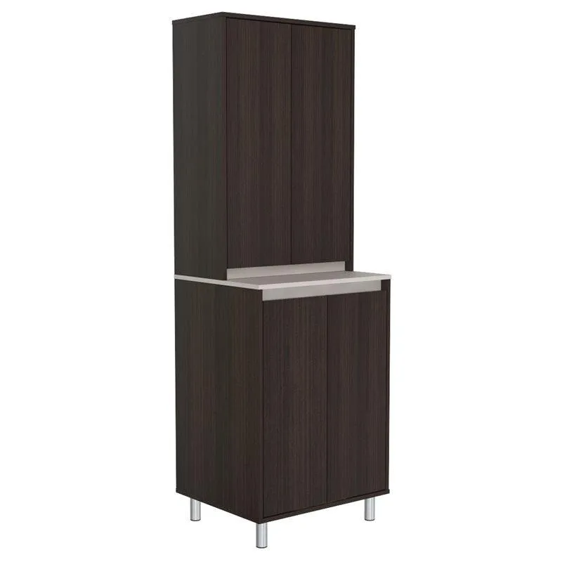 Inval AMBROSSIA Breakroom 4-Door Cabinet, Espresso and Amber Grey, photo 3 of 8
