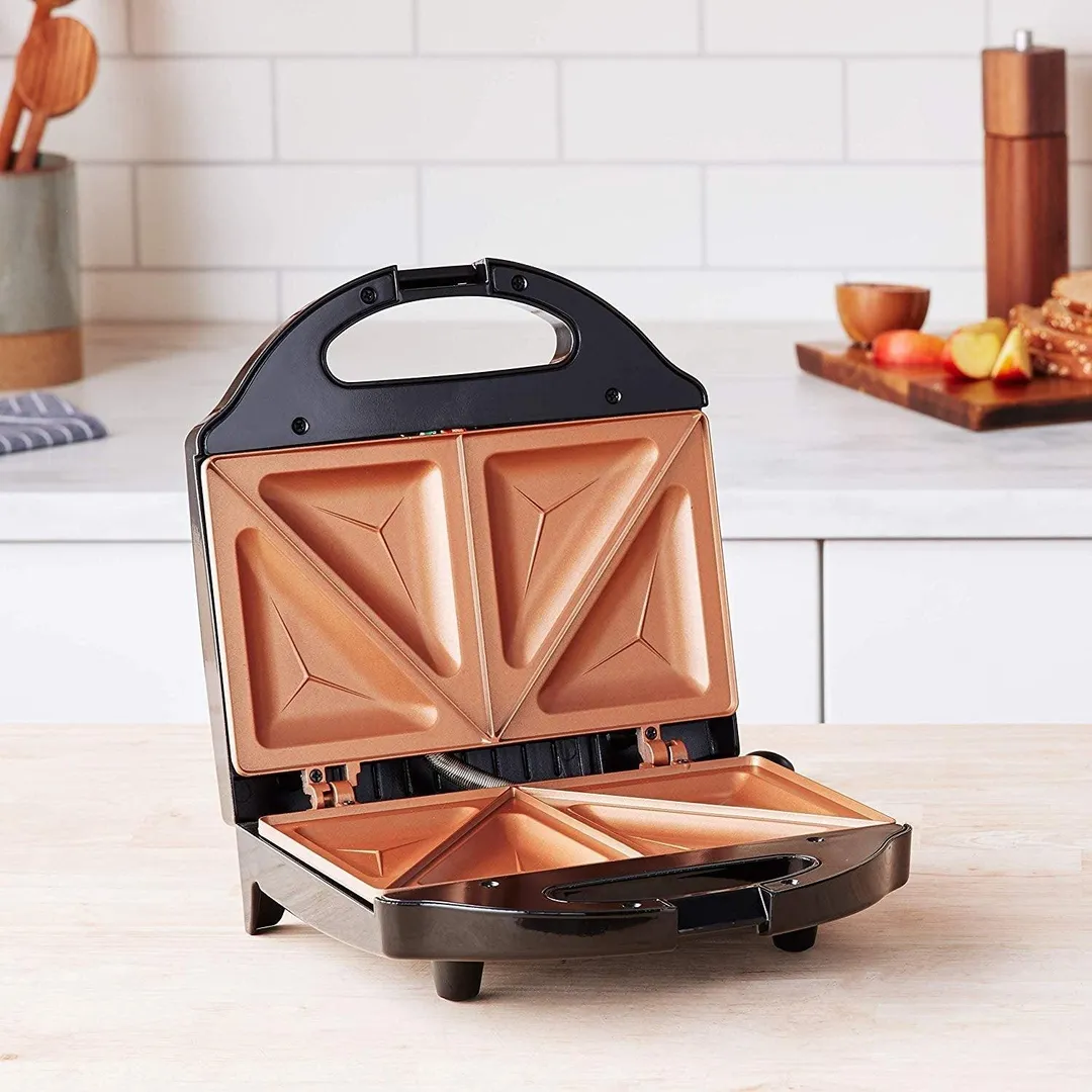 Gotham Steel Sandwich Maker, Toaster and Electric Panini Grill with Ultra Nonstick Copper Surface - Makes 2 Sandwiches in Minutes with Virtually No Clean Up, with Easy Cut Edges and Indicator Lights, photo 8 of 8