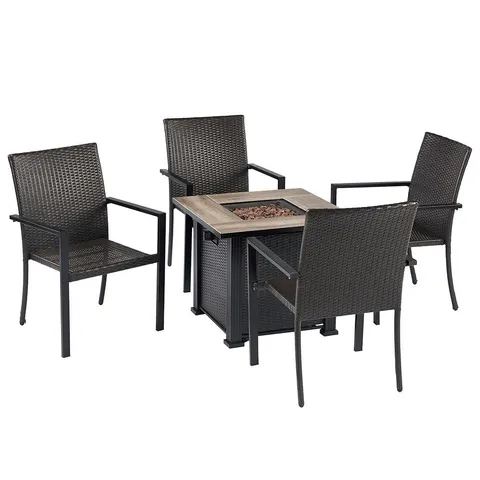 Madrid Fire Pit Table 5 PCS Set - Brown