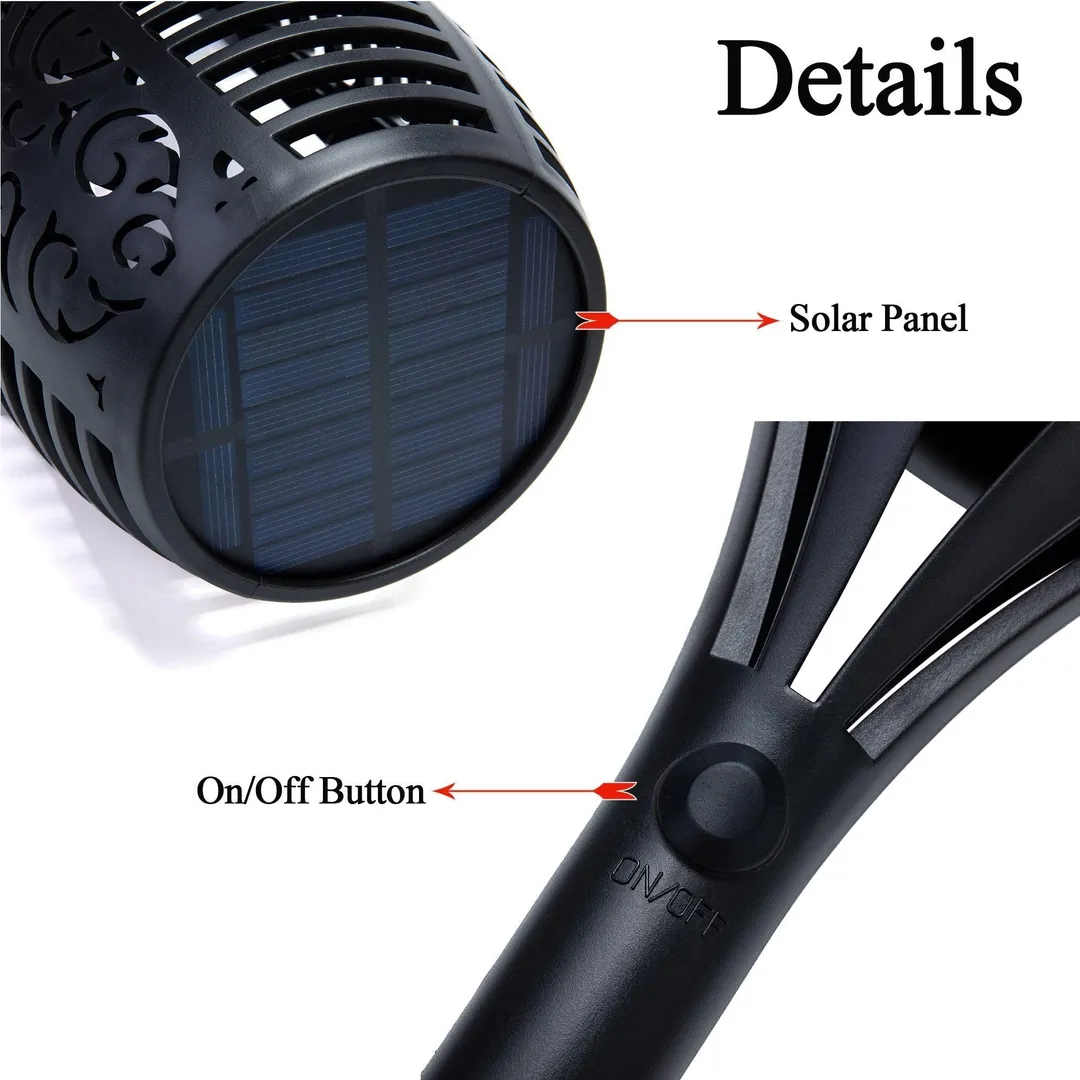 NK SUPPORT Solar Lights Outdoor, 30.7" 96 LED Flickering Flames Solar Torch Lights Garden Lights Waterproof Landscape Lighting Dusk to Dawn Security Dancing Flame Lights,1/2/4 Pack, photo 5 of 8