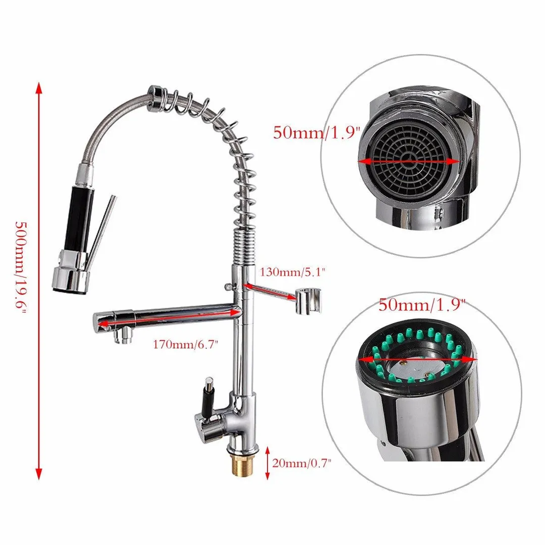 Kadell G1/2'' Silver Kitchen Faucet Single Handle Pull Down Sprayer Sink Mixer Tap Kitchen Sink Faucet Pull out Spray Rotating Tap, photo 4 of 9