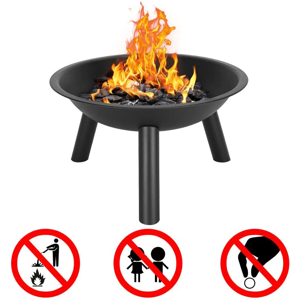 Ktaxon 22-Inch BBQ Grill Portable Wood Burning Fire Pits Iron Backyard Patio Garden Round Fire Pit Cooking Grill, Black, photo 9 of 12