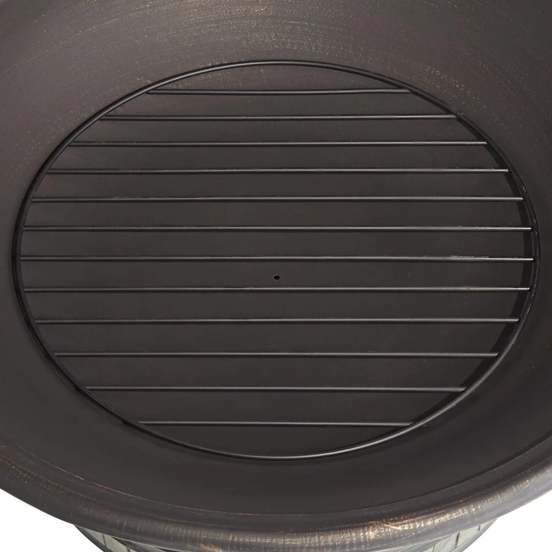 John Timberland Black Iron Outdoor Fire Pit Round 35" Steel Wood Burning with Spark Screen and Fire Poker for Outside Backyard Patio Camping, photo 4 of 8