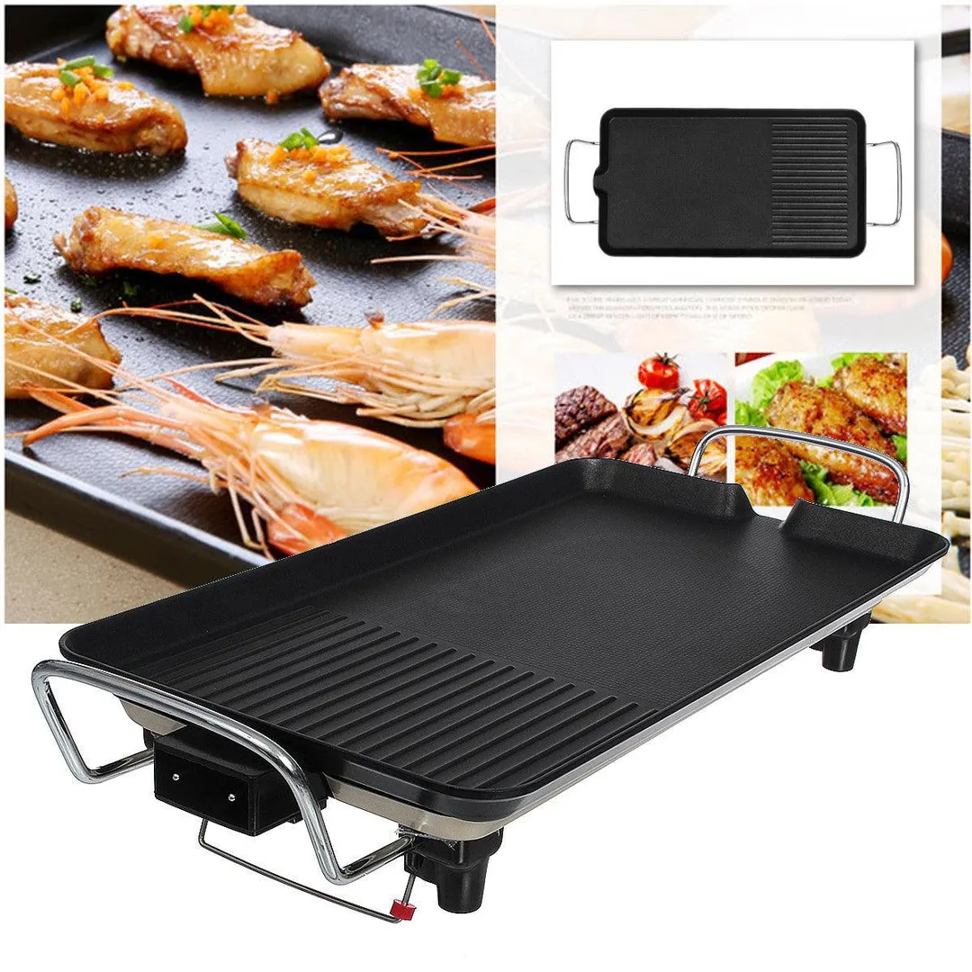 110V Electric Teppanyaki Table Top Grill  Electric Baking Pan Barbecue Machine Non-Stick Barbecue Grill Plate for Kitchen Indoor&Outdoor Household Use, photo 2 of 10