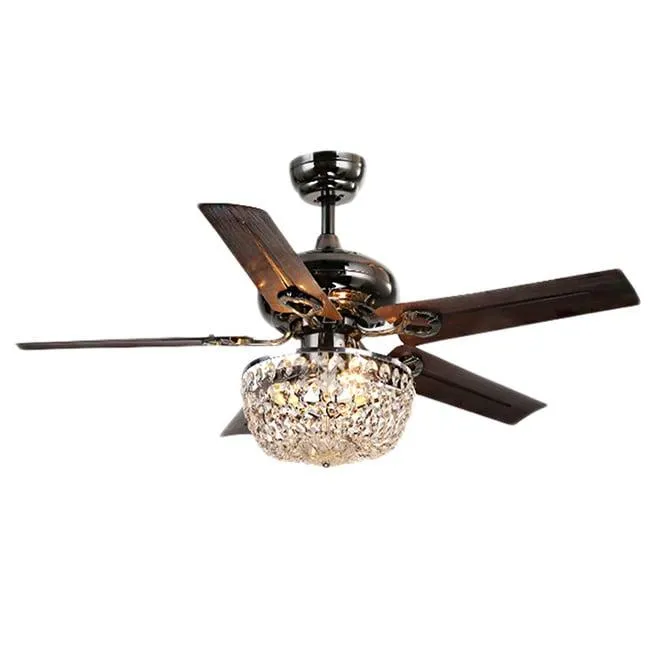 Warehouse of Tiffany Angel 3-light Crystal Chandelier 5-blade 43-inch Brown Ceiling Fan (Optional Remote), photo 4 of 8