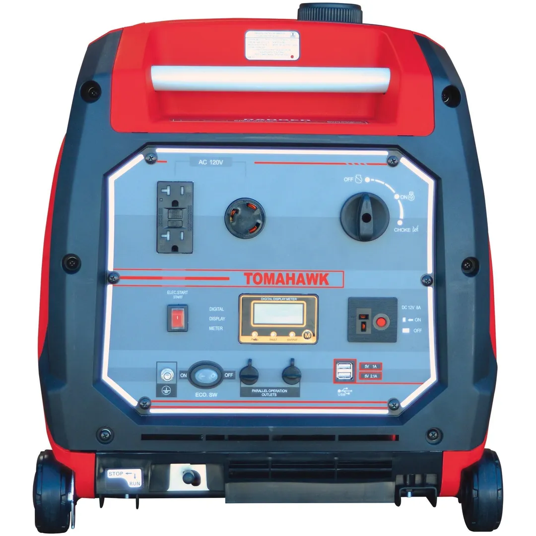 TOMAHAWK 3500 Watt Inverter Generator Super Quiet Portable Power for Residential Home Use 120V 220V and USB Outlet Panel with Wheels, photo 3 of 7
