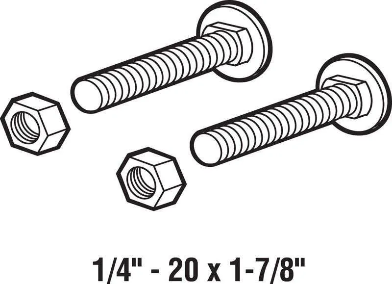 Prime-Line 1-7/8 in. L X 1/4 in. D Steel Carriage Bolts w/Nuts, photo 2 of 2