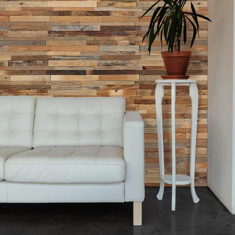 3D Solid Wood Stripes - DIY Wall Panel - Nails and Glue Application - 10 Sq Ft