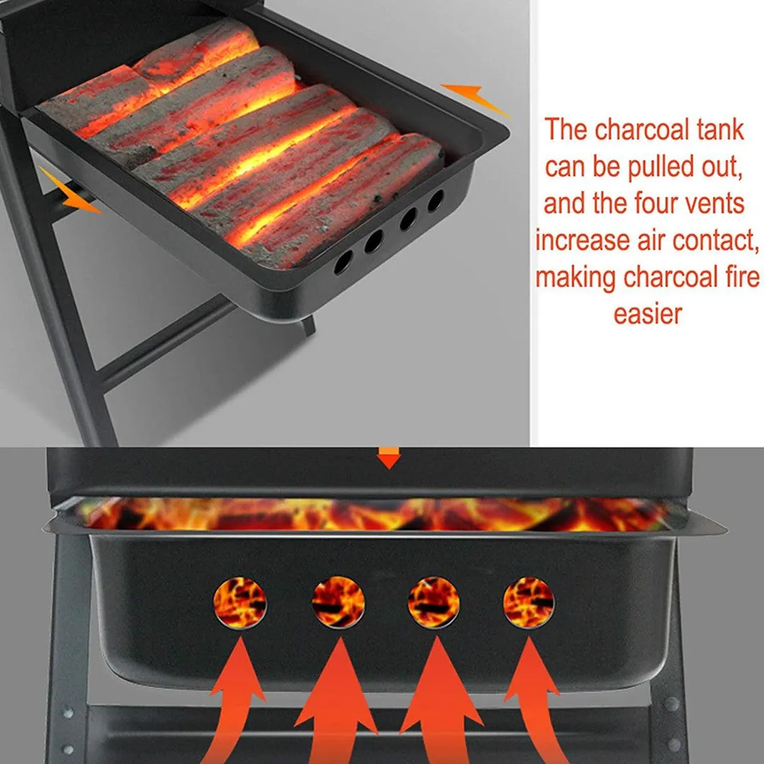 Foldable BBQ Grill,BBQ Charcoal Grill,Portable Barbecue Camping Picnic Grill Stove Outdoor,Barbecue Portable Folding Grill Barbecue Kits for Cooking Camping Hiking Picnic Garden Terrace Travel, photo 6 of 7