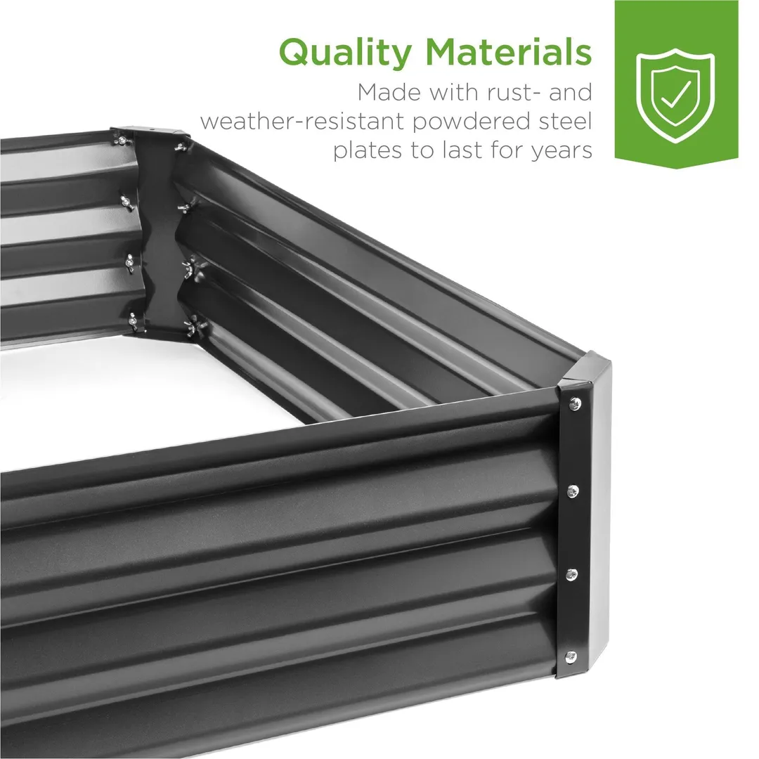 Best Choice Products 4x3x1ft Outdoor Metal Raised Garden Bed for Vegetables, Flowers, Herbs, Plants - Dark Gray, photo 3 of 7