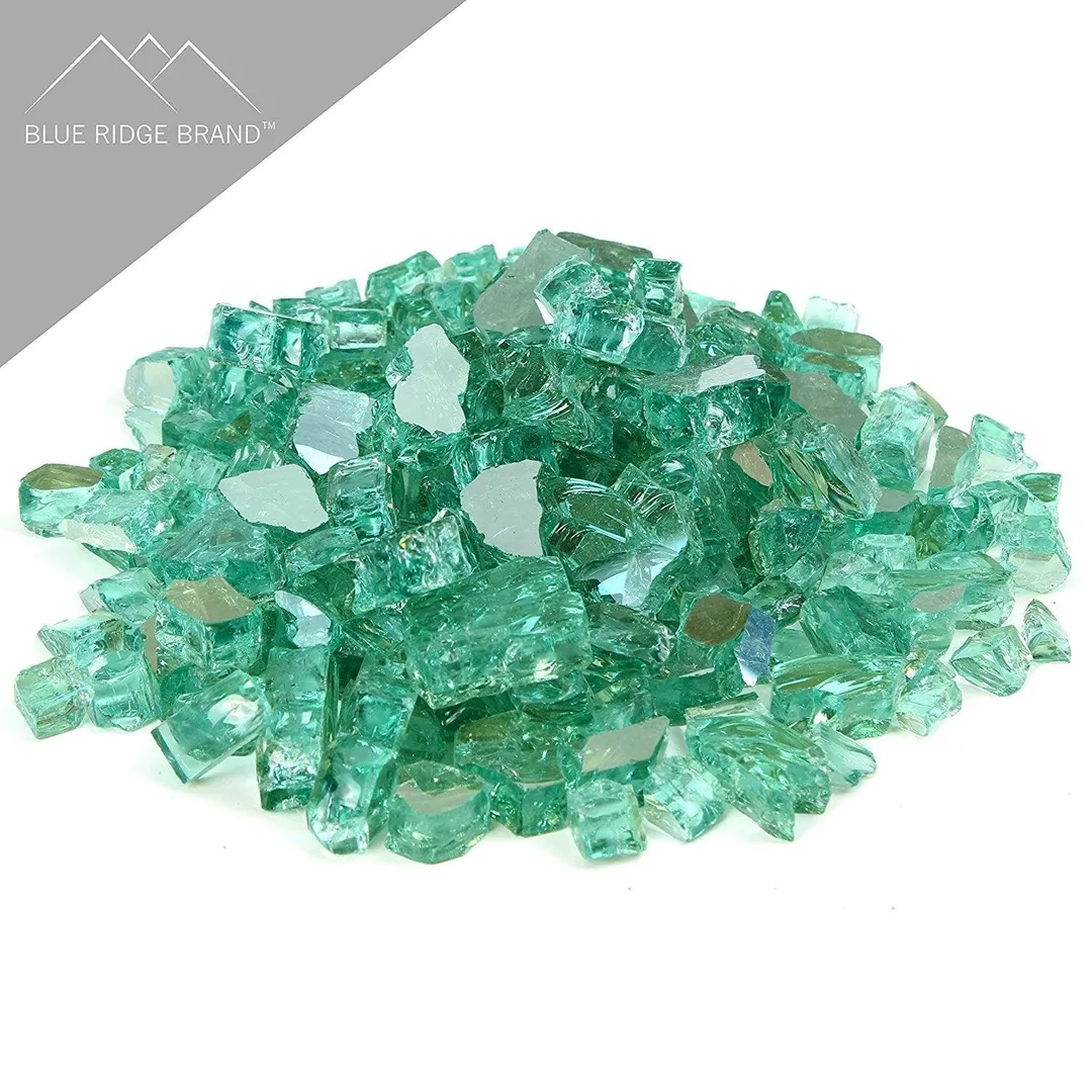 Blue Ridge Brand Fire Pit Glass - Green Reflective Fire Glass 1/2" - Reflective Fire Pit Glass Rocks - Blue Ridge Brand™ Reflective Glass for Fireplace and Landscaping 3, 5, 10, 20, 50 Pounds, photo 2 of 6