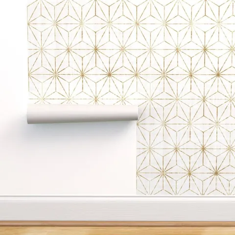 Removable Water-Activated Wallpaper Geometric Abstract Stars Modern Star