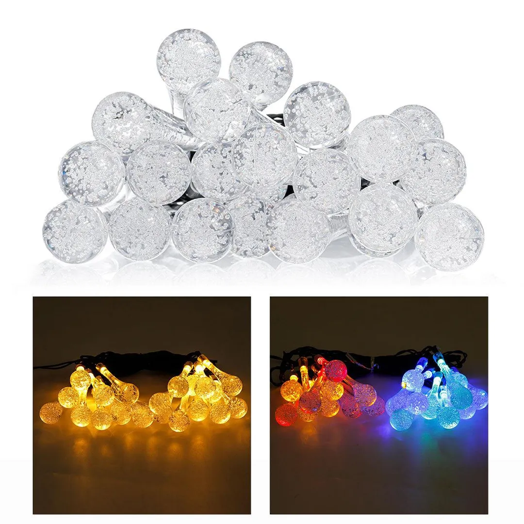Stoneway 20/30LEDs Garden Dreamy Fairy Lights Solar String Lights ,Water Droplet String Lights Outdoor Garden Decor Tree Bubble Light for Party Xmas Decor, photo 8 of 9