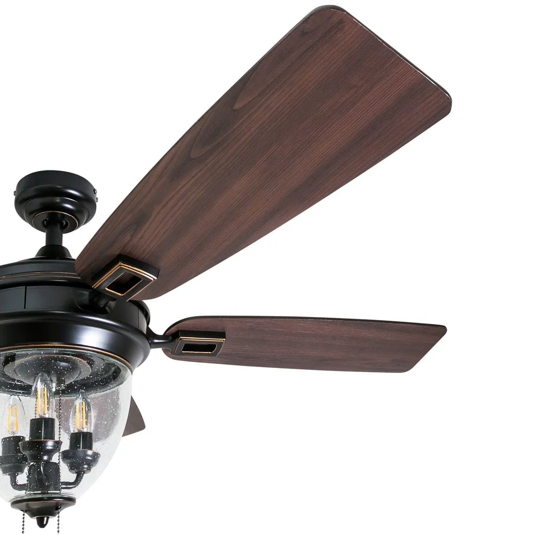Honeywell Glencrest 52" Craftsman Industrial Oil Rubbed Bronze LED Outdoor Ceiling Fan with Light, photo 5 of 12
