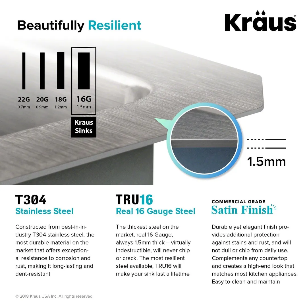 KRAUS Standart PRO? 30-inch 16 Gauge Undermount Single Bowl Stainless Steel Kitchen Sink, photo 9 of 15