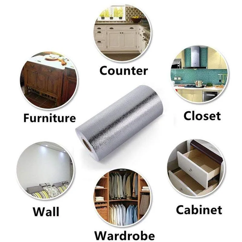 Gonex 40x100/200/300cm Kitchen Oil-proof Waterproof Stickers Aluminum Foil Stove Cabinet Self Adhesive Wall Sticker DIY Wallpaper, photo 8 of 11