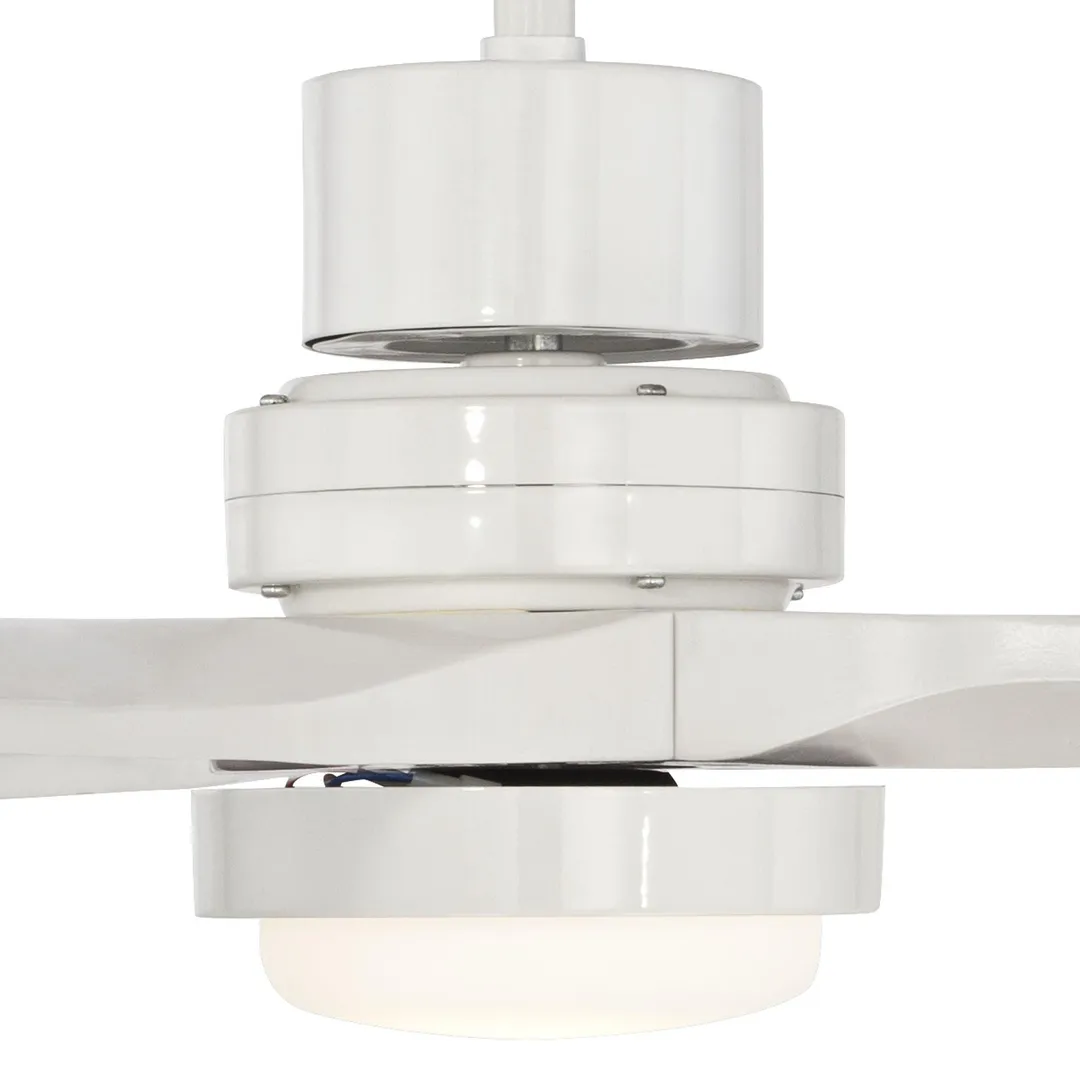Casa Vieja 52" Casa Vieja Modern Outdoor Ceiling Fan with Light LED Delta-Wing White Wood Opal Glass Damp Rated for Patio Porch, photo 5 of 8