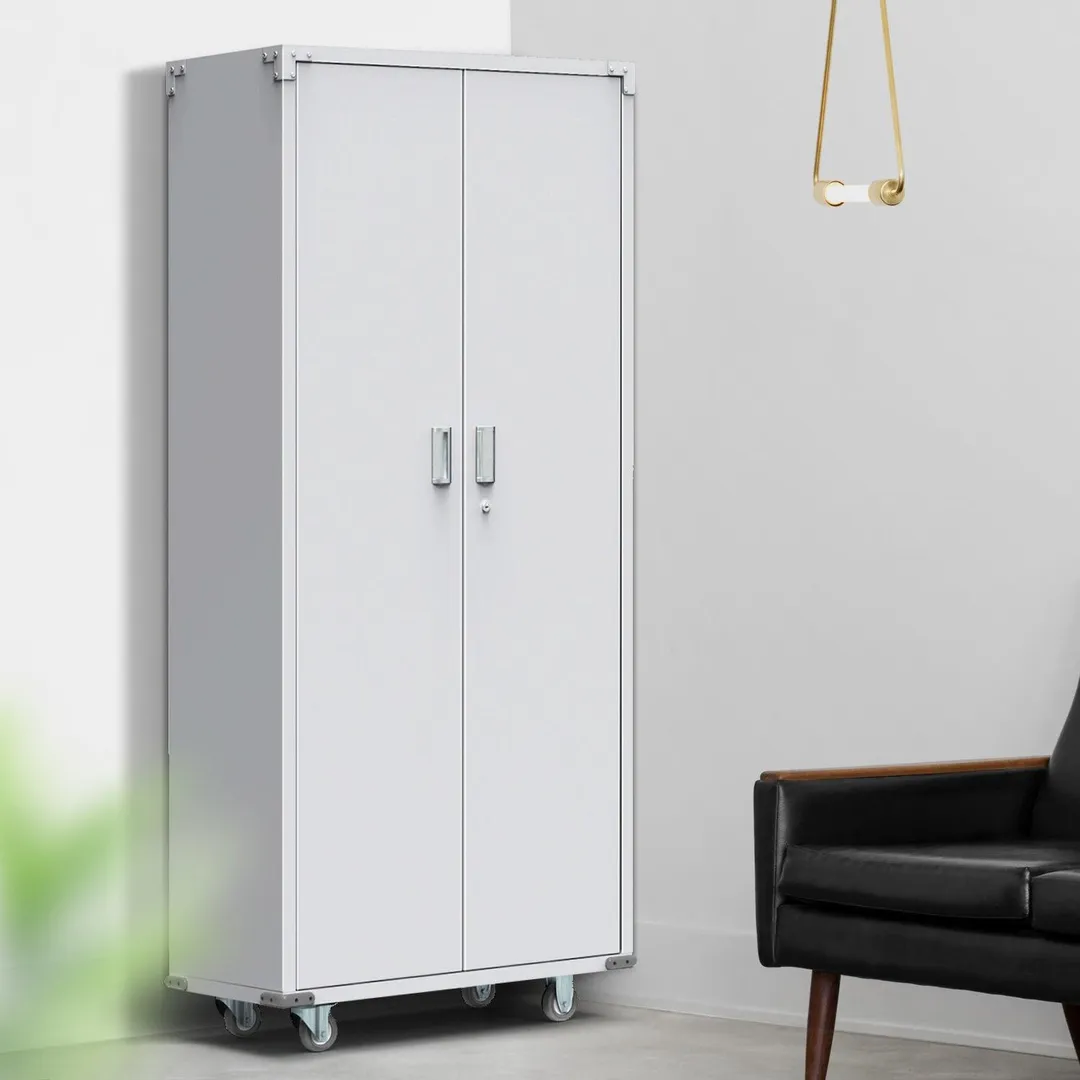 UBesGoo 5 Shelf Steel Storage Cabinet, with 4 Adjustable Shelves and Lockable Doors, for Home Study Room and Office, 74 in. H, photo 5 of 8