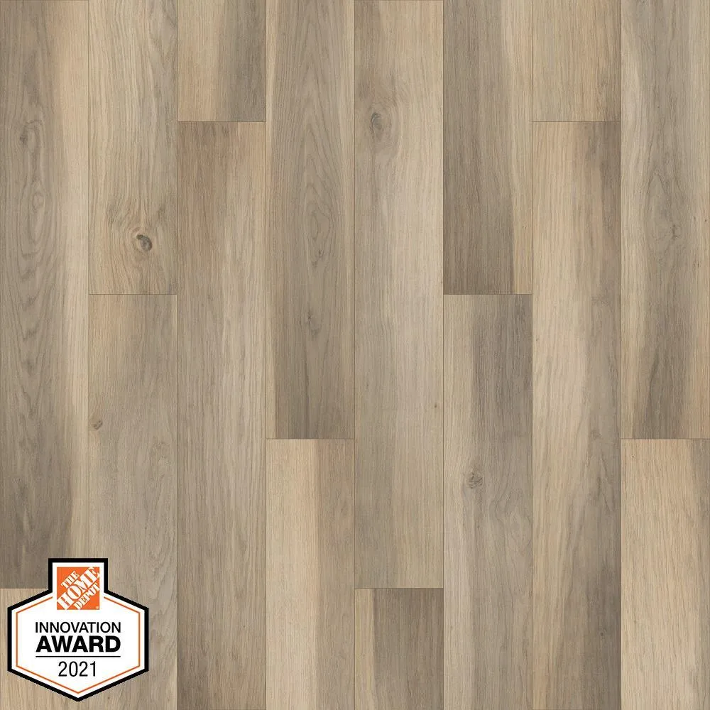 Defense+ 7.48 in. W Sun Veiled Oak Antimicrobial Waterproof Laminate Wood Flooring, photo 4 of 6