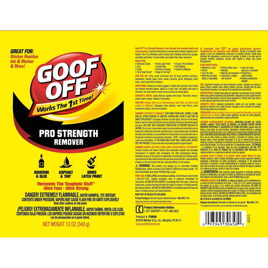 Goof off Professional Strength Remover – 12 fl. oz. - Latex Paint and Adhesive Remover Spray, photo 4 of 4