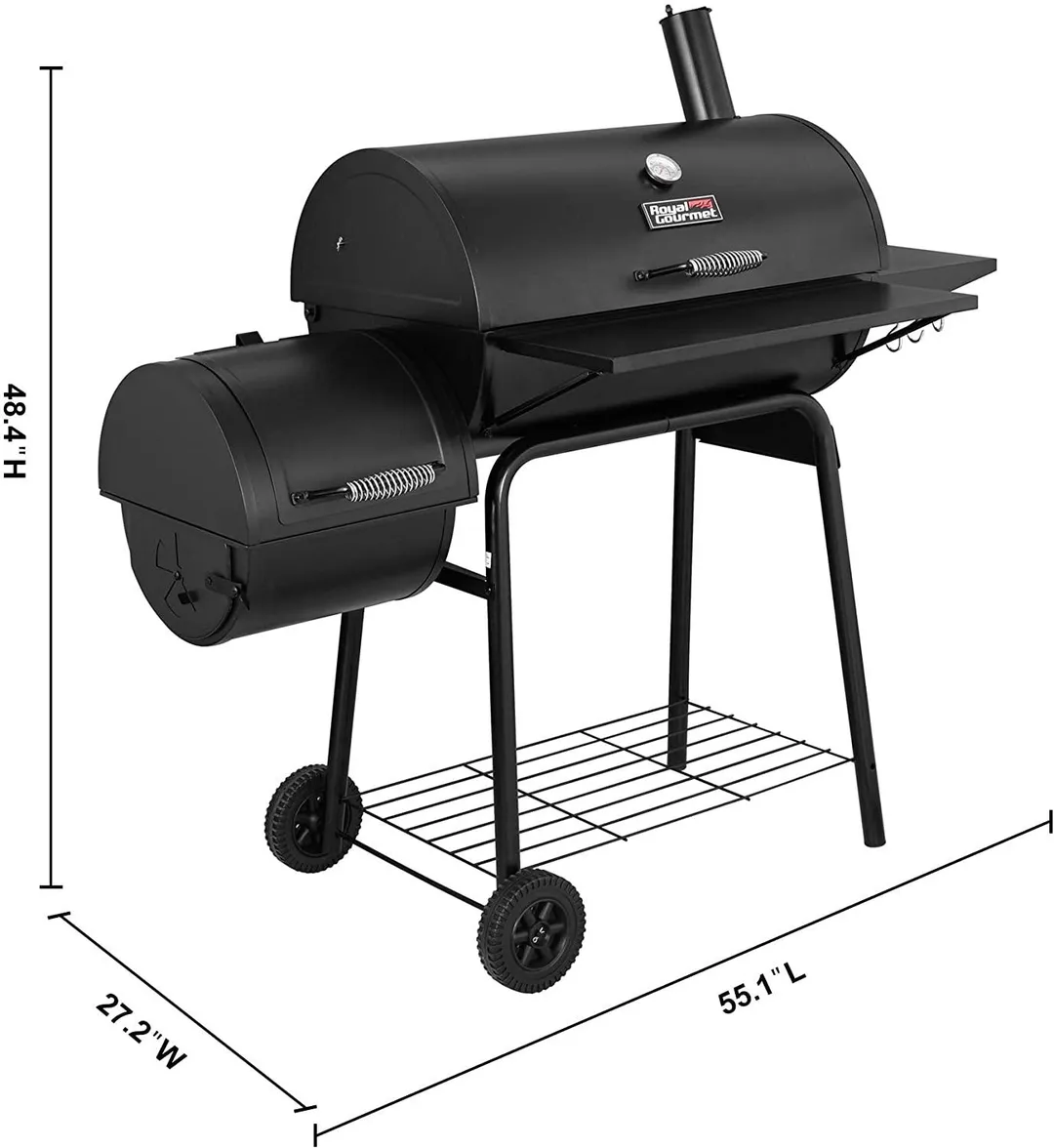 Royal Gourmet 30" BBQ Charcoal Grill and Offset Smoker | 800 Square Inch cooking surface, Outdoor for Camping | Black, CC1830S model, photo 2 of 3