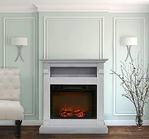 CAMBR3437-1WHT 34 × 37 in Fireplace Mantel With Log Insert