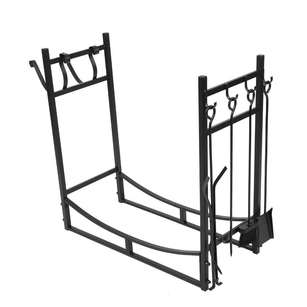 Winado 30" Pipe Metal Steel Firewood Storage Rack Holder For Indoor & Outdoor, photo 4 of 8