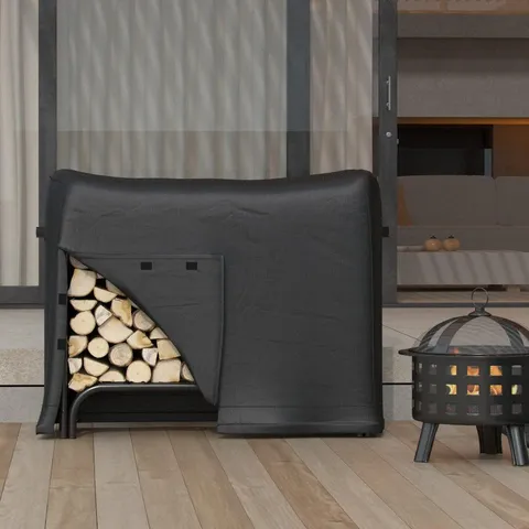 8 ft Heavy Duty Firewood Shelter Log Rack for Fireplaces and Fire Pits to Enjoy a Real Fire or Complement Ve