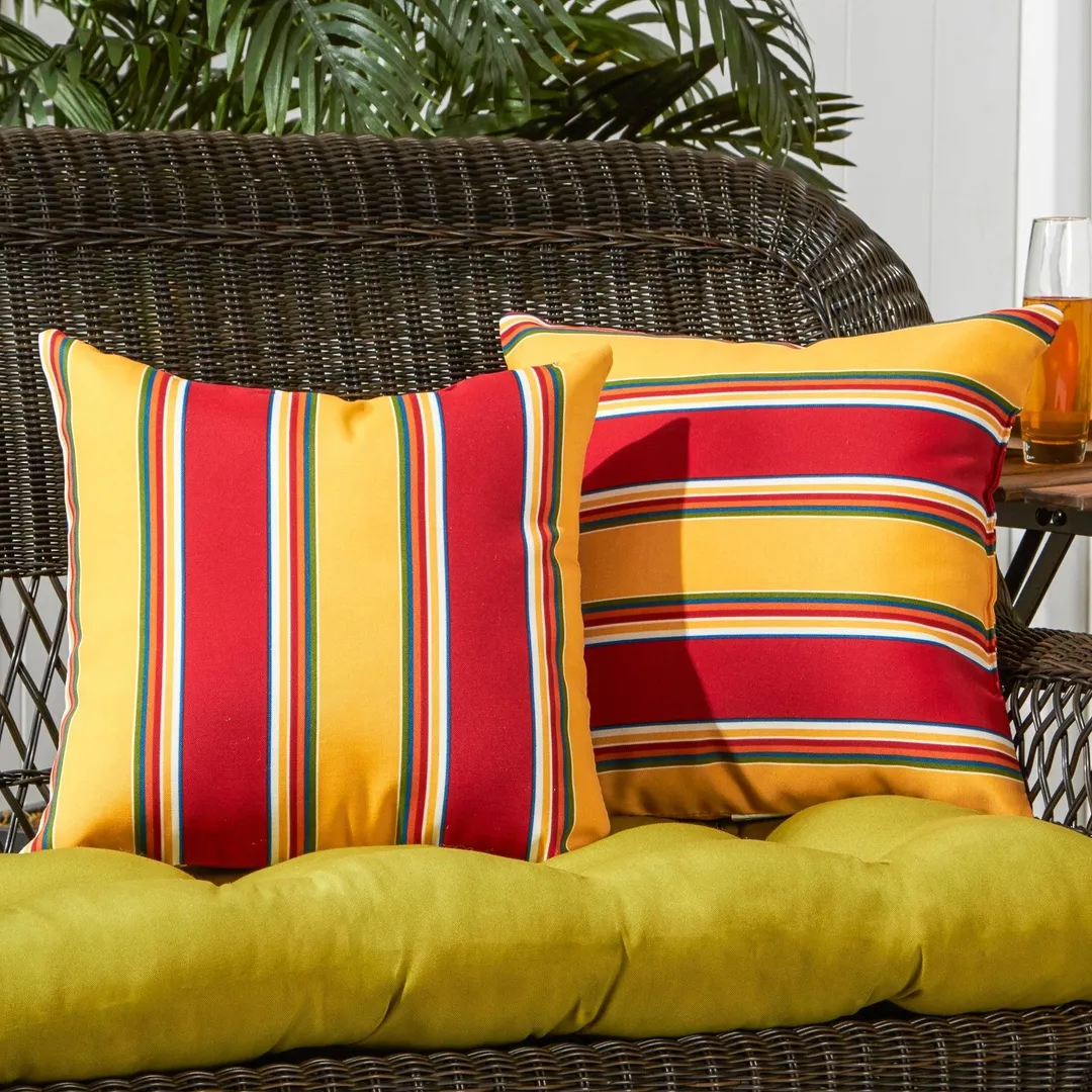 Carnival Stripe 17 x 17 in. Outdoor Square Accent Pillow, Set of 2, photo 2 of 5
