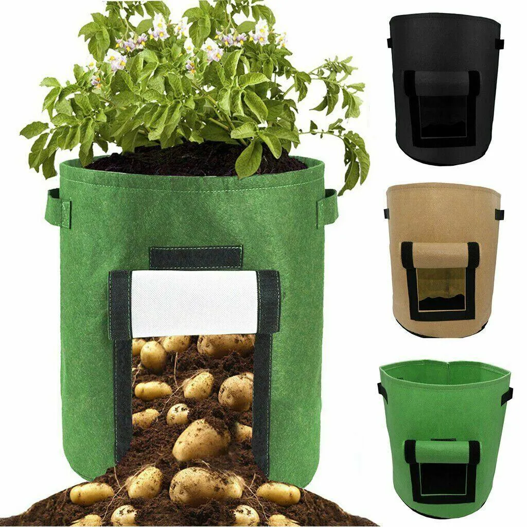 1/2/4 Pack Potato Grow Bags, Planter Bag 5/7 Gallon, Garden Bags for Vegetable, Fabric Planting Pots with Handles, Potato Planter Bag with Access Flap, Breathable Nonwoven Growing Gags, photo 5 of 11