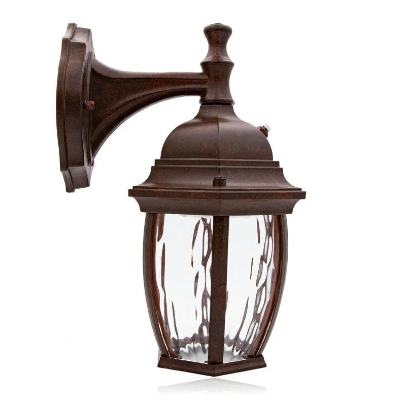 Maxxima LED Outdoor Wall Light, Aged Bronze w/Clear Water Glass, Dusk to Dawn Sensor, 580 Lumens Warm White, photo 3 of 4