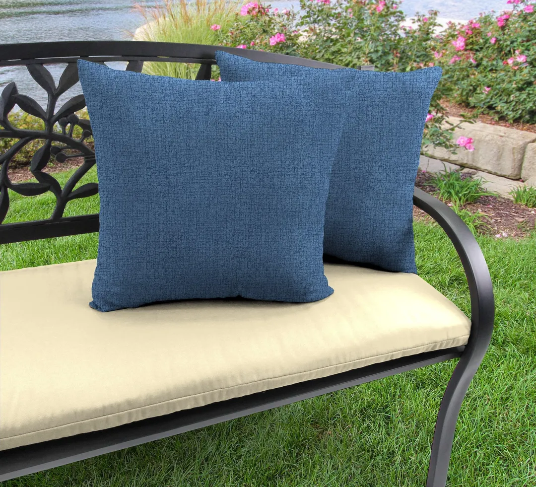 Jordan Manufacturing Husk Textured Outdoor Square Wicker Toss Pillows, Capri, 16", Set of 2, photo 2 of 7