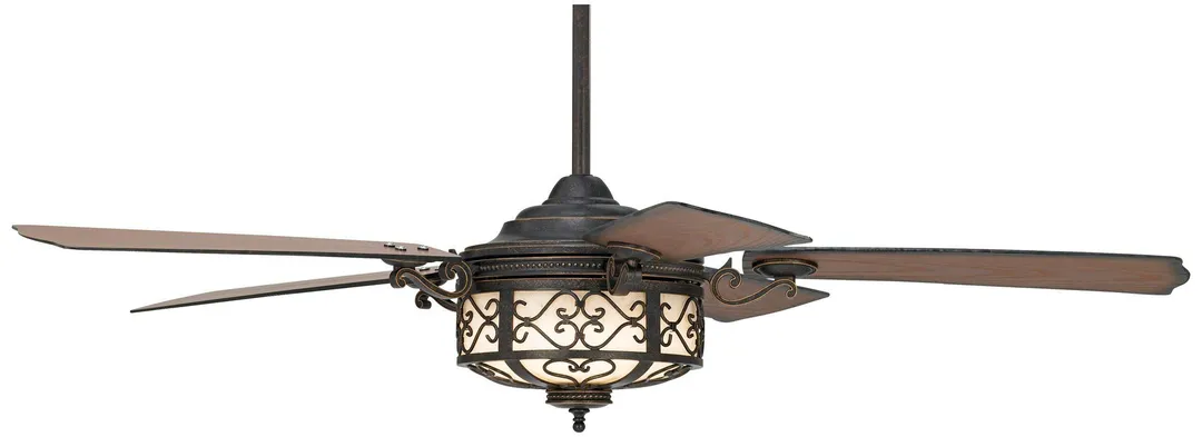 Casa Vieja 54" Casa Vieja Rustic Outdoor Ceiling Fan with Light LED Dimmable Remote Golden Forged Reversible Blades Damp Rated Patio Porch, photo 6 of 8