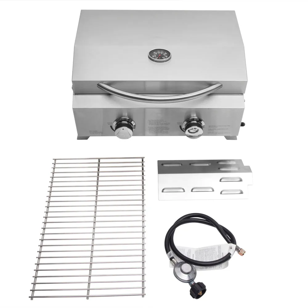 Zimtown Outdoor Tabletop Stainless Steel Propane Gas Grill Portable Two-Burner, photo 4 of 8