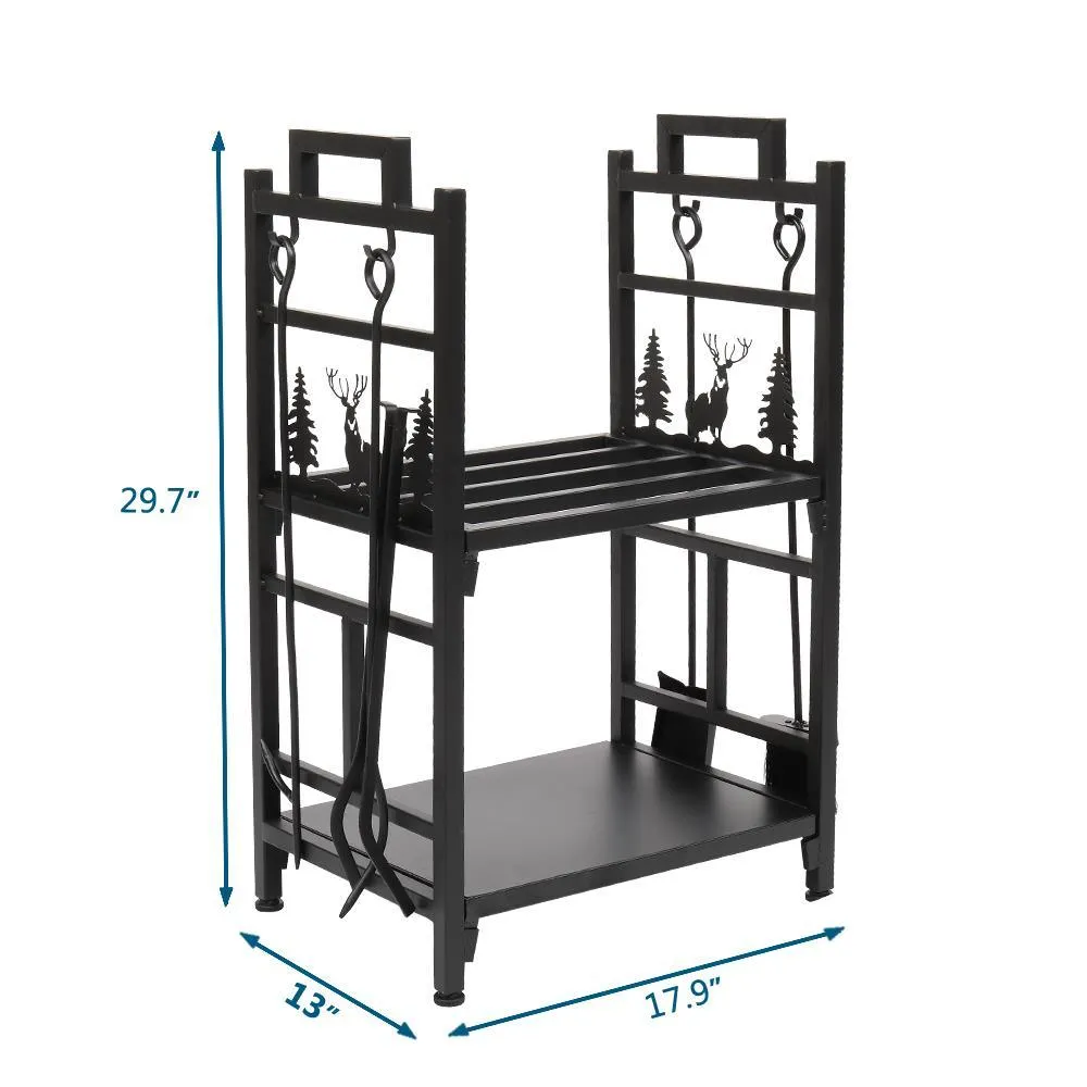 Winado Pipe Metal Steel Firewood Storage Rack Holder For Indoor & Outdoor, photo 6 of 7