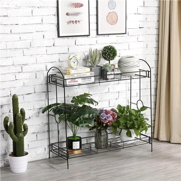2-Tier Metal Plant Stand Plant display stand Shelf for House/ Patio/Yard/Garden, photo 8 of 9