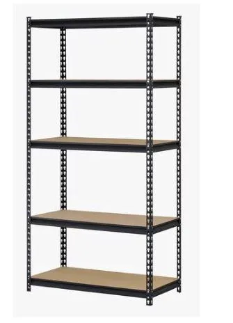 36 in wide · 18 in deep · 72 in high 5-Tier Steel Shelving, Black, 4000 lbs. Capacity